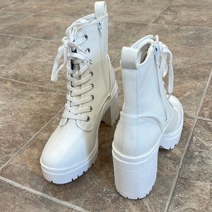 White Platform Combat Boots